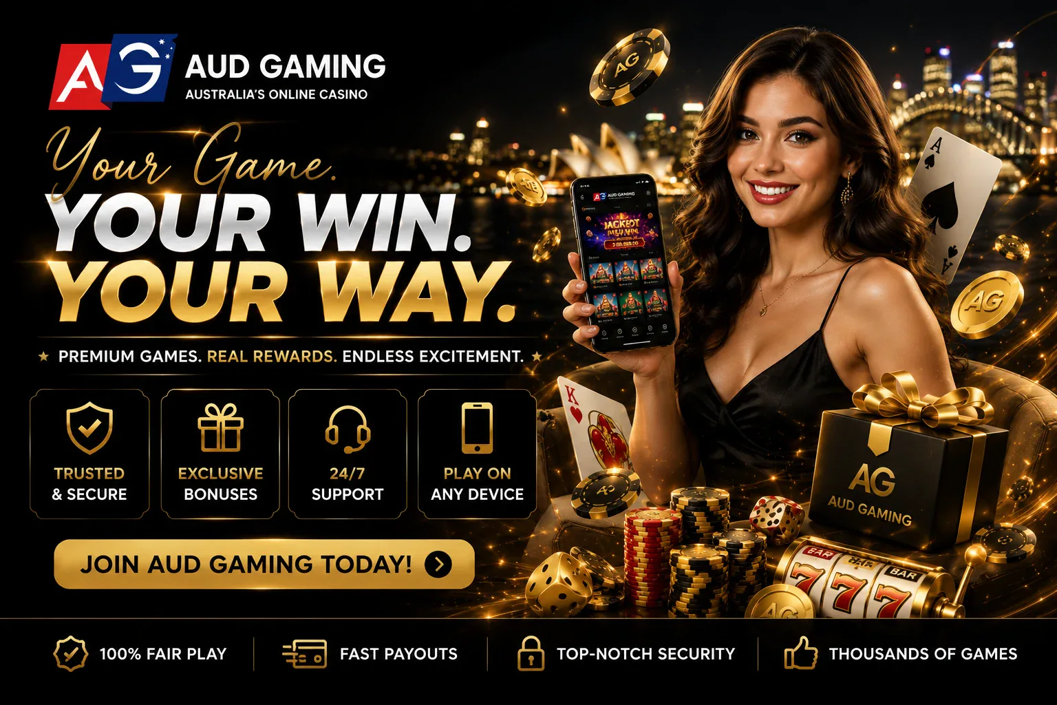 AUDGaming premium games and secure platform visual